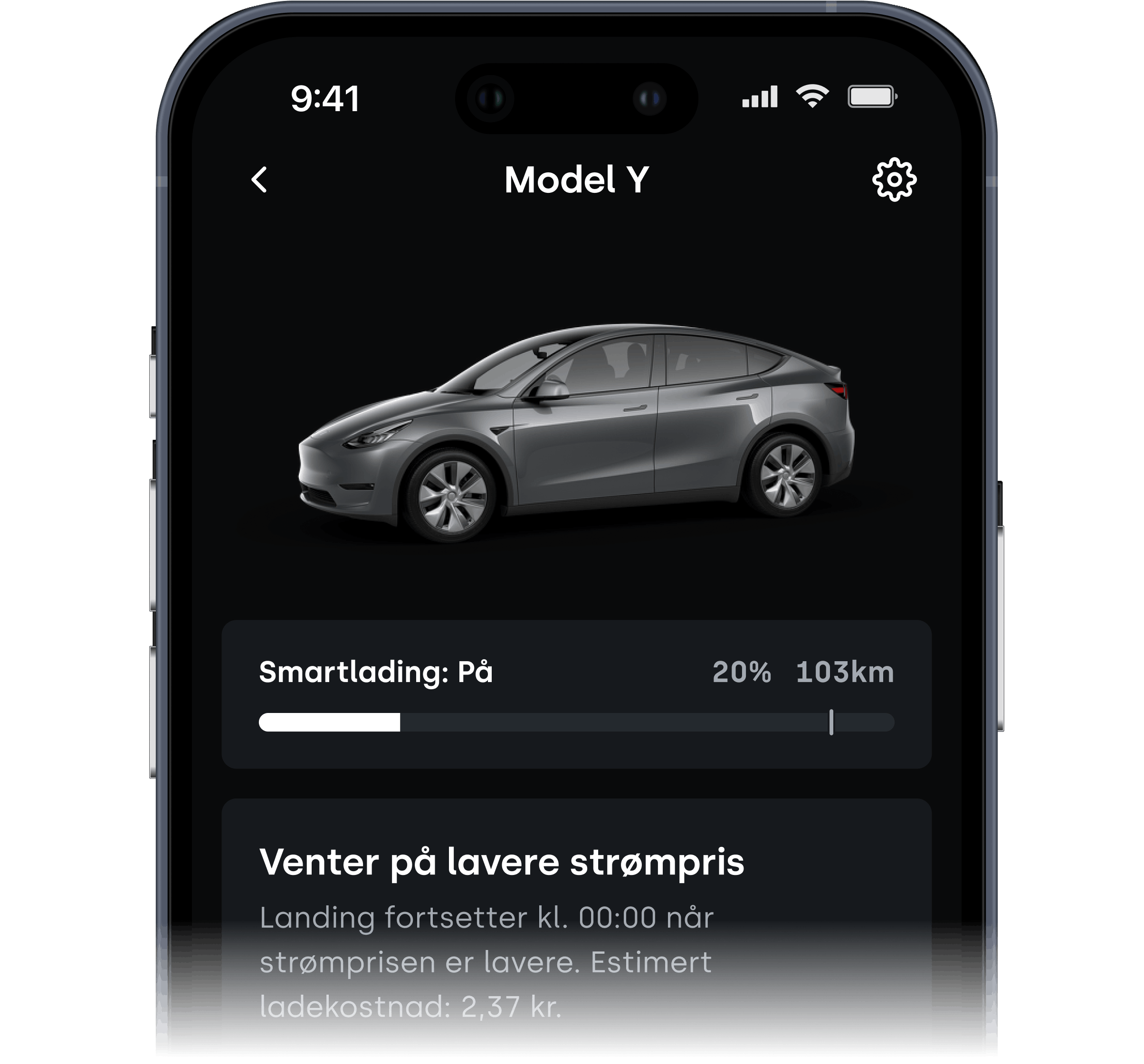 [NO] Smart charging auto app screen