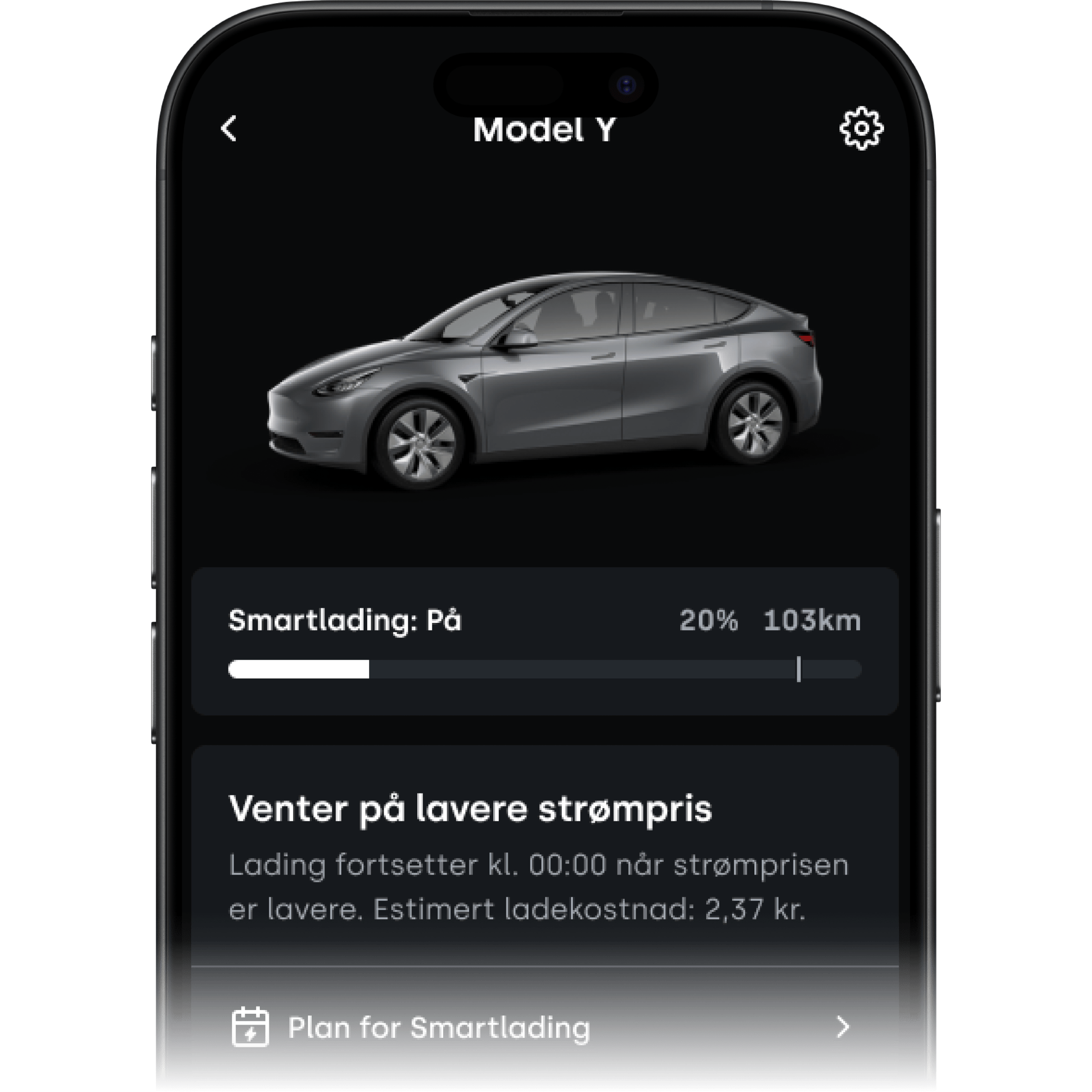 [NO] Smart charging auto app screen
