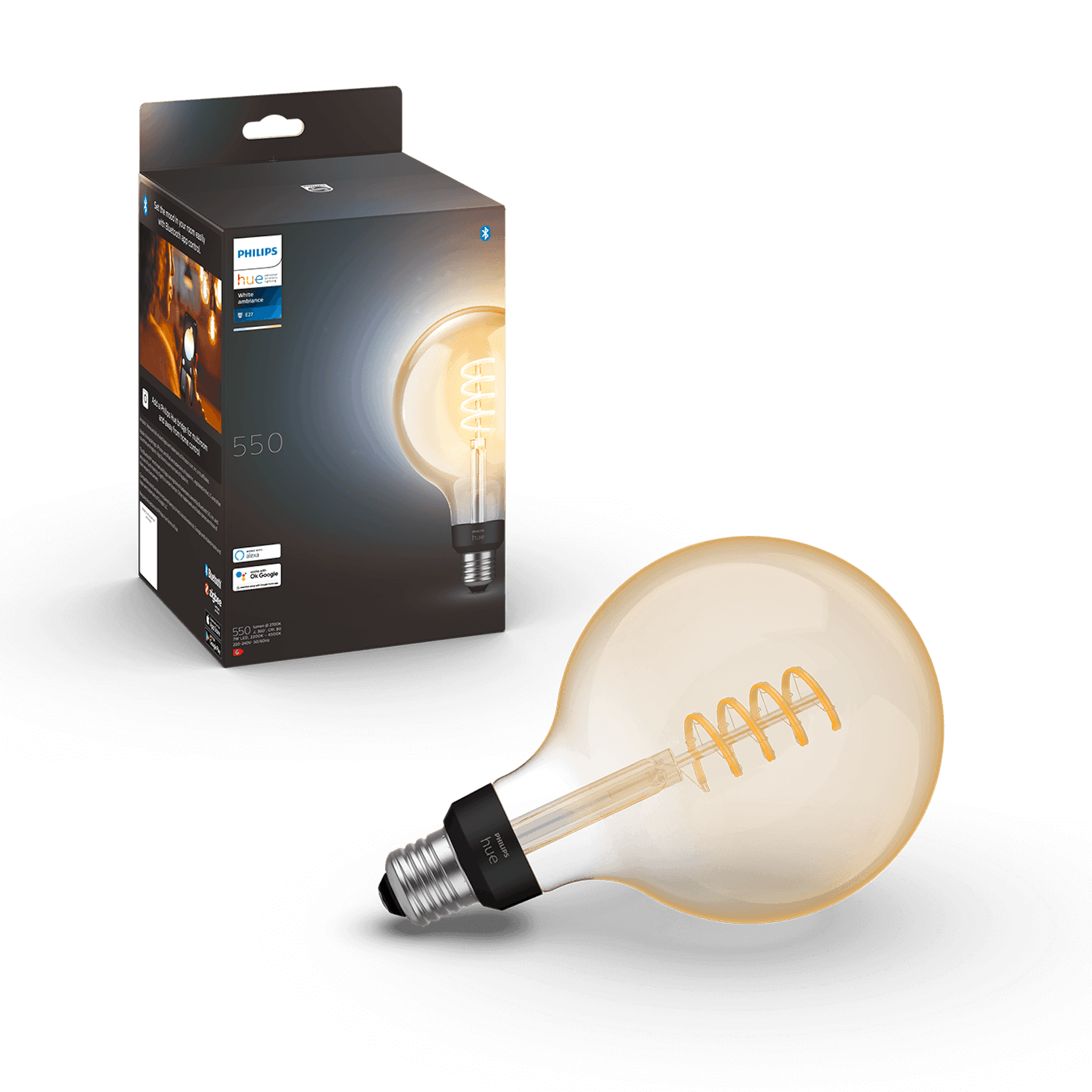 Philips Hue - White Ambiance Filament E27 G125 - Packaging image