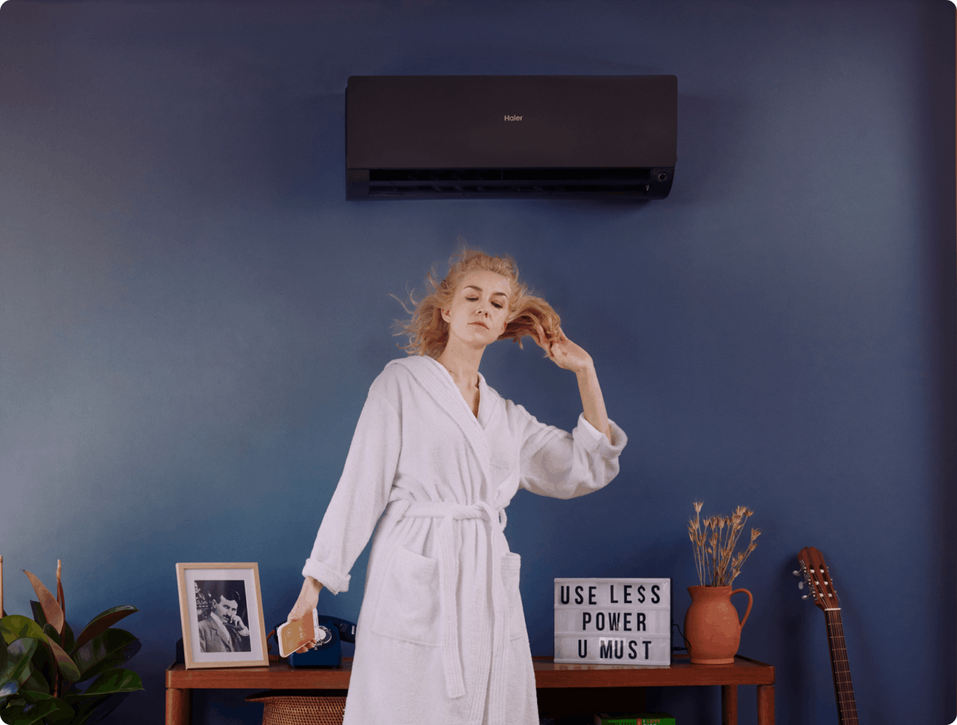 connected-thermostats girl-drying