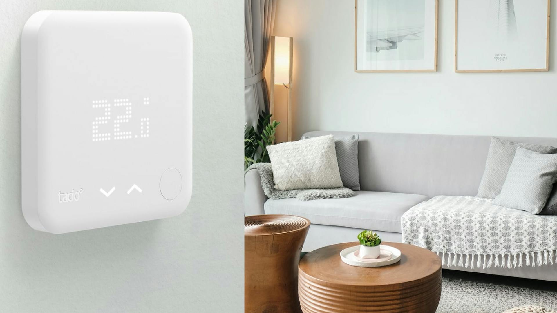Wohnzimmer mit Raumthermostat von tado