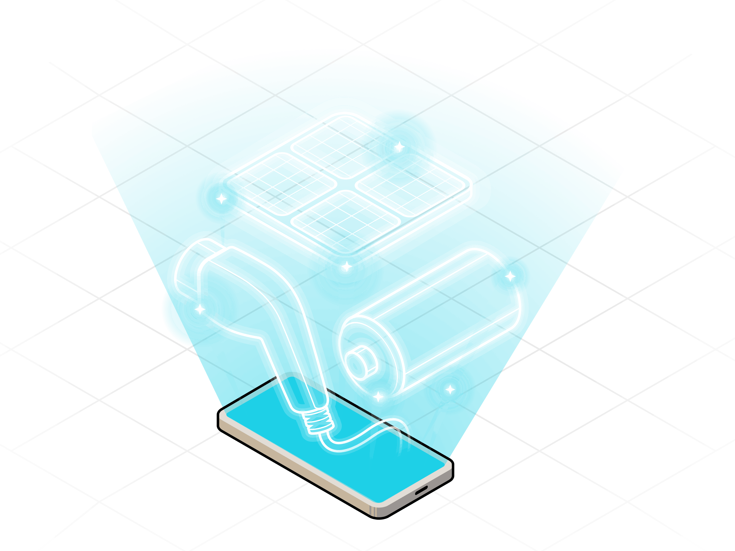 Illustratie van slimme aansturing en app-functionaliteit