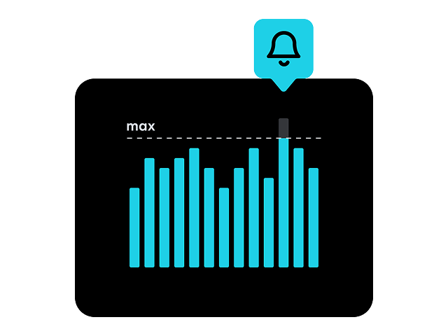 Graph with bell icon illustration